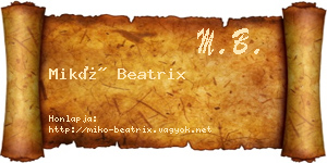 Mikó Beatrix névjegykártya
